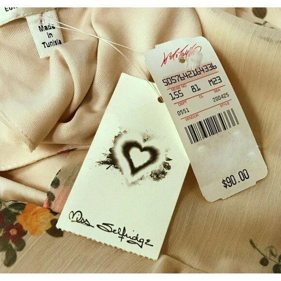 Miss Selfridge Floral Ruffled Open Back Cottagecore Tiered Lined Dress Sz 12 NEW - Picture 10 of 10